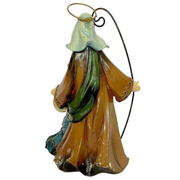 Nativity Figurine Joseph Mary Baby Jesus Hand Painted Resin Wood Christmas Decor - Picture 7 of 9
